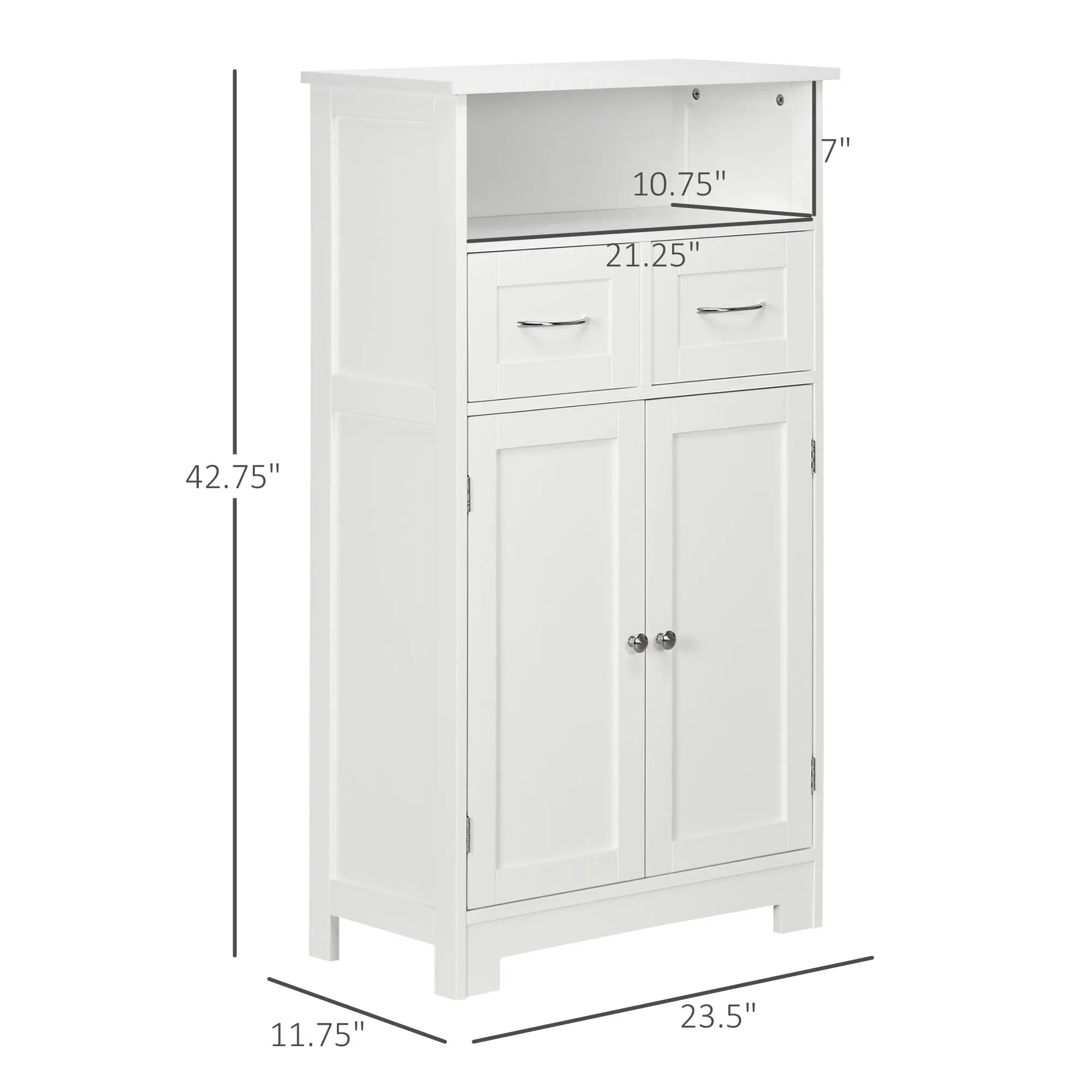 Kleankin Bathroom Cabinet Organizer, Freestanding Small Storage Cabinet with Two Drawers and Adjustable Shelf for Living Room 3