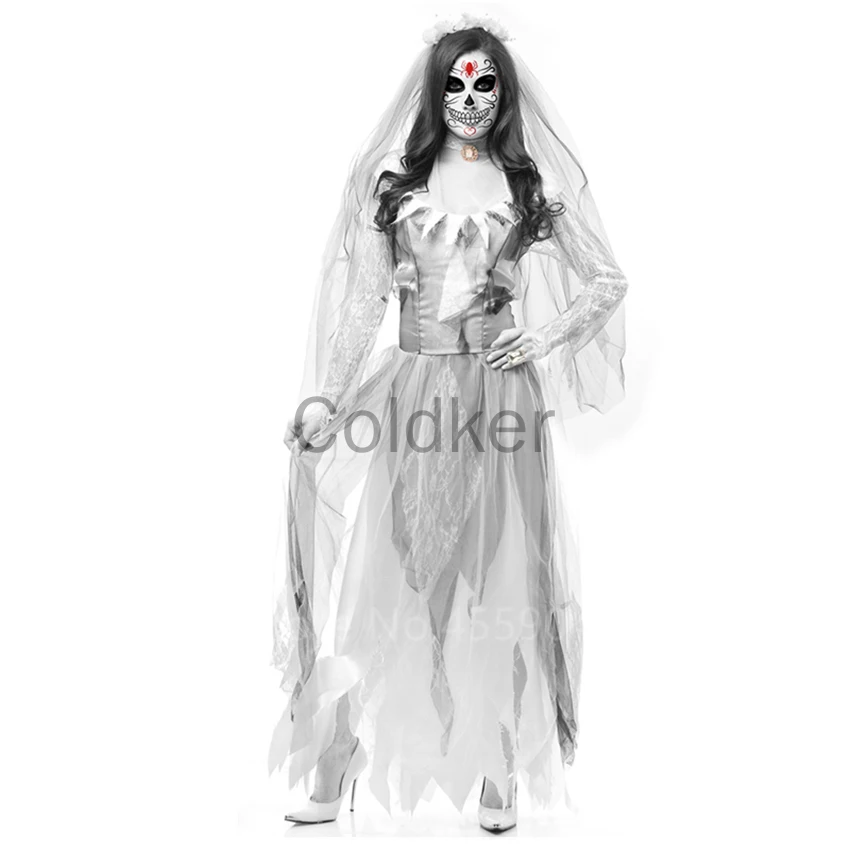 New Halloween Scary Wedding Bride Costumes for Women Cosplay Ghost Zombie Demon Vampire Dress Adult Carnival Party Disfraz