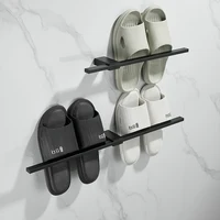 TOLM สีดําห้องน้ําแขวนชั้นวางผ้าขนหนูแบบไม่มีรูพรุน, เรียบง่ายและสร้างสรรค์, ราวแขวนผ้าแบบยืดได้, ราวแขวนผ้าสแตนเลส 5