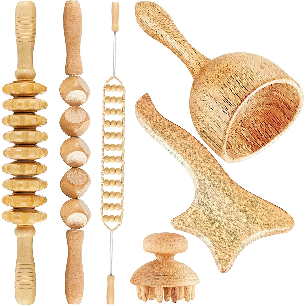 Wooden Massage Roller Stick Wood GuaSha Board Back Roller Rope Wood Therapy Anti-cellulite Lymphatic Drainage Muscle Pain Relief wooden handrest natural wrist support pain relief inclined board tools calligraphy drawing