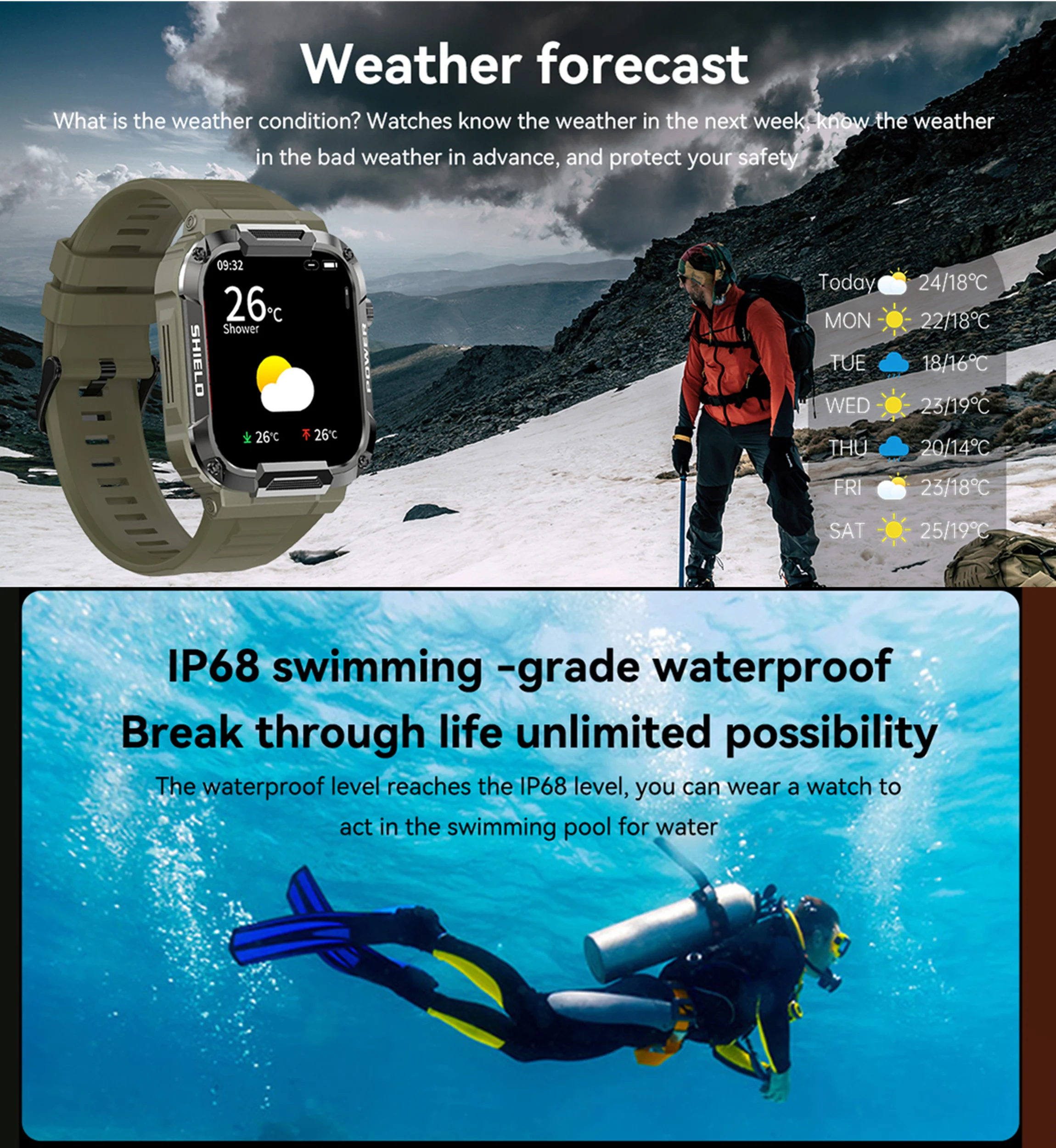 ο MK66 Ʈ ġ 1.85 ġ 400mAh ƮϽ ƮĿ  ̾ ɹڼ IP68   ȭ  Smartwatch