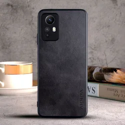 Luxury Vintage Leather Skin Case - Elegant Protective Cover for Redmi Note 12S (Black)