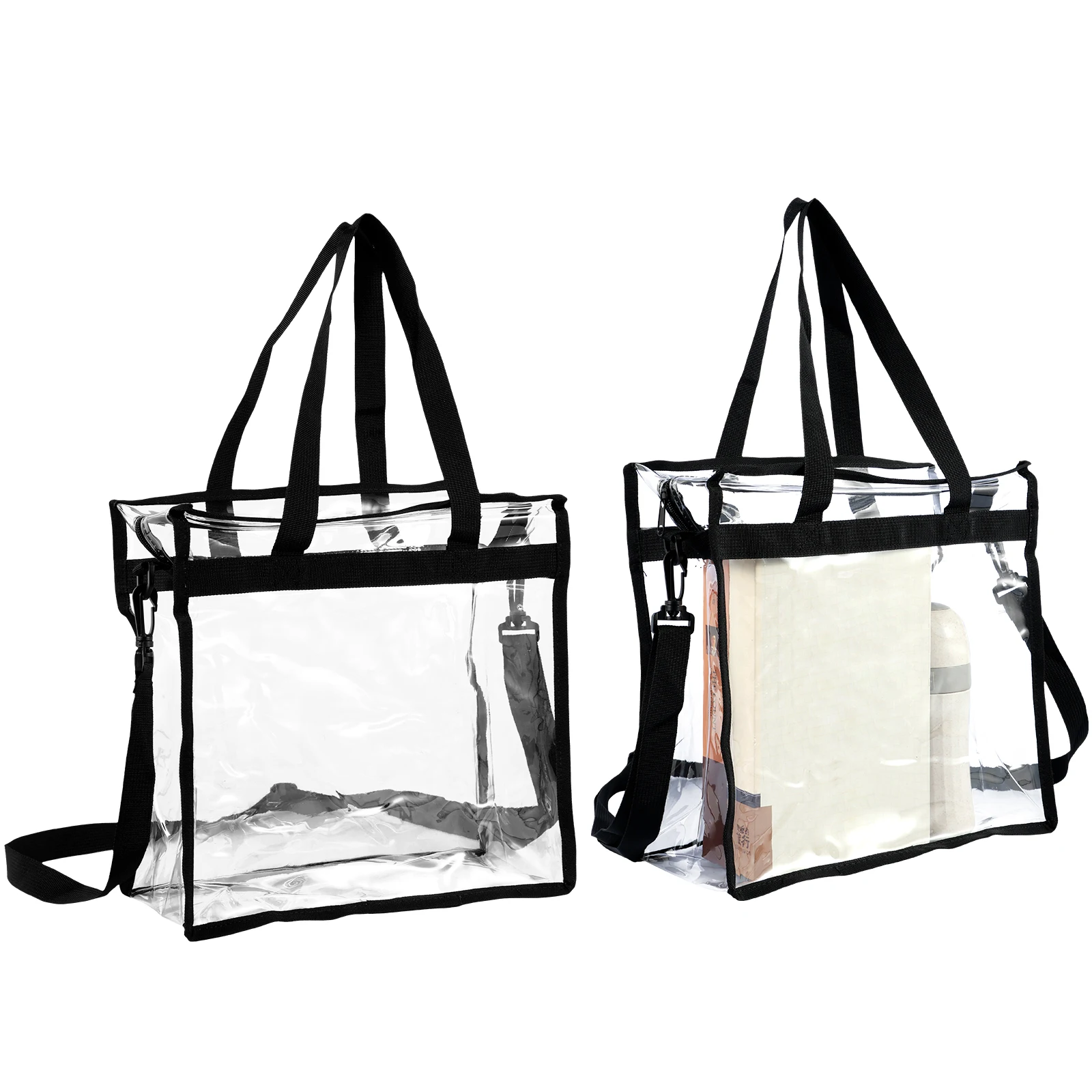 

New 2 Packs Clear Tote Bag with Handle Large Capacity Clear Stadium Bag Portable See Through Bag Transparent Bags Stadium