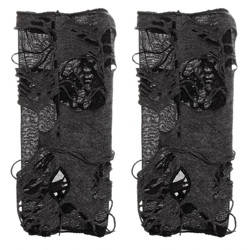 Gothic Fingerless Gloves - Halloween Ripped Cosplay Accessories for Adults