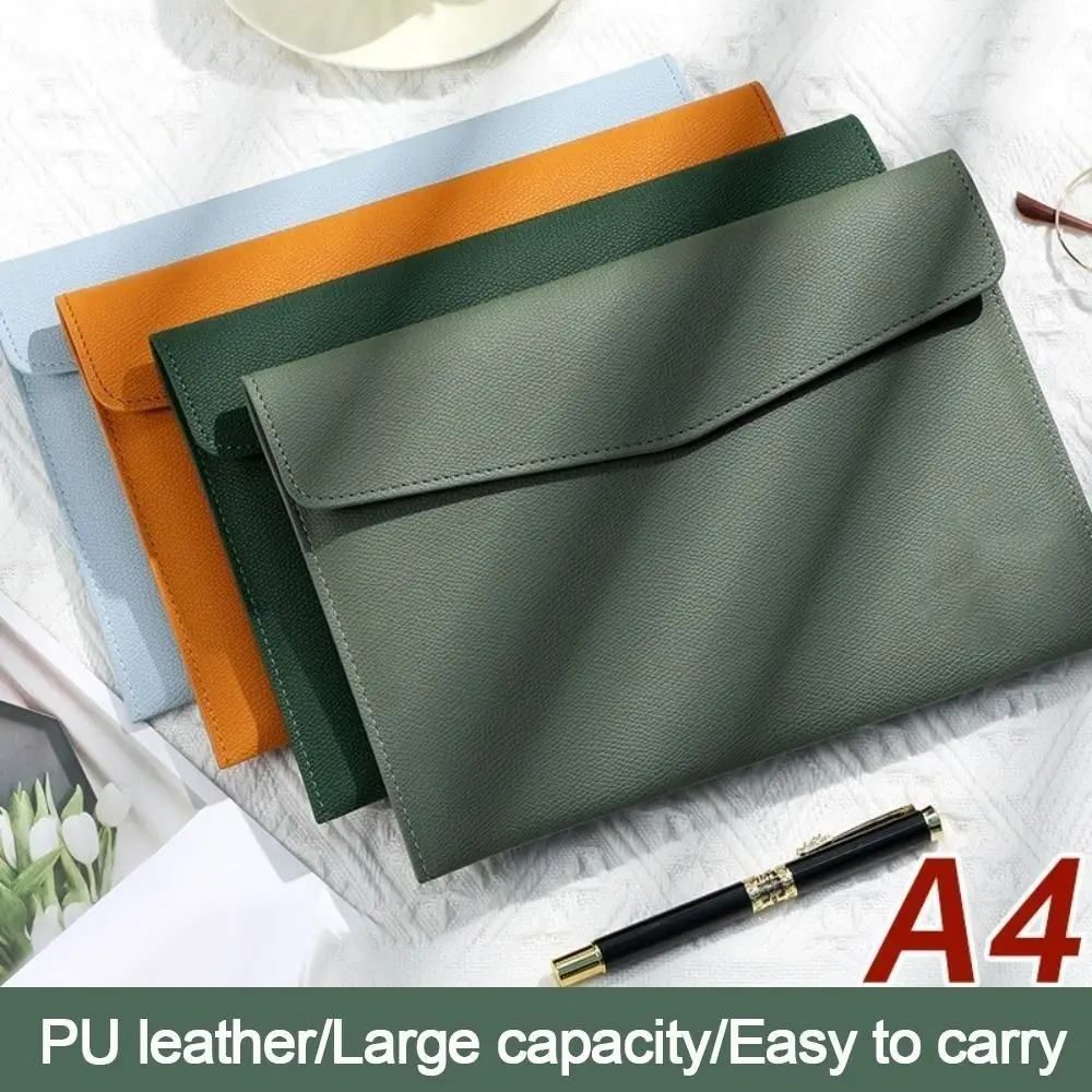 A4 Envelope Folder Leather Leather Document Pouch Large Capacity A4 Briefcase File Organizer Pouch for Women