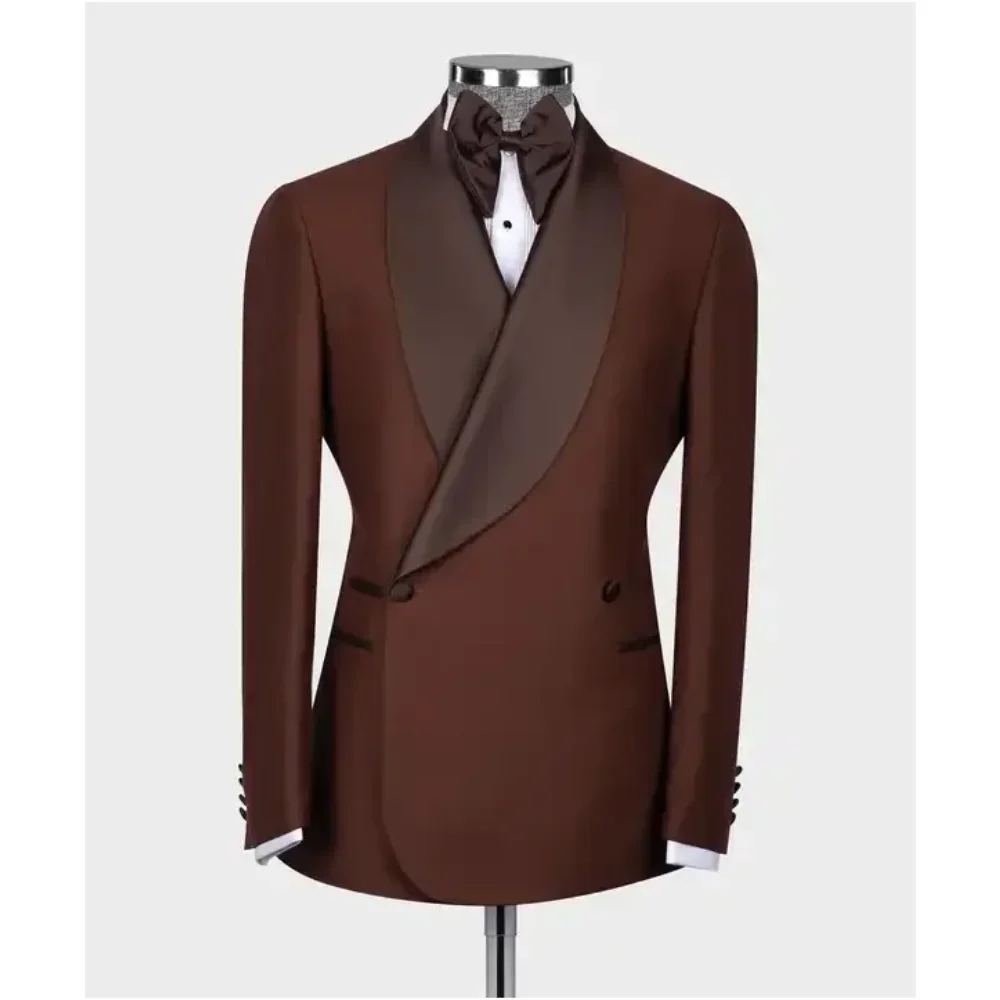 

Luxury Men Suits High Quality Double Breasted Mens Wedding Clothing Tuxedos Groomsman Blazer Suit 2 Pieces Set Jacket+Pants