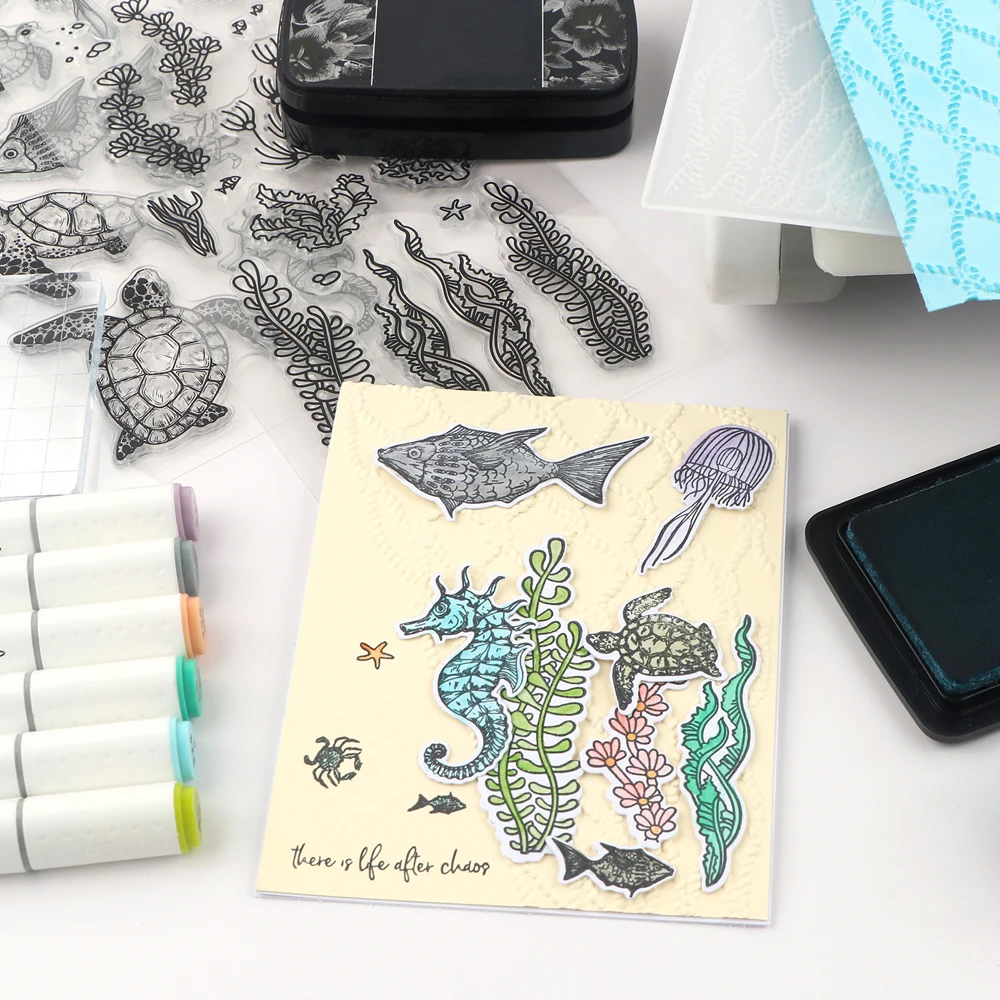 Ocean Background 3D Embossing Folder for DIY Scrapbooking Adding Texture Christmas Paper Craft Making Stencil