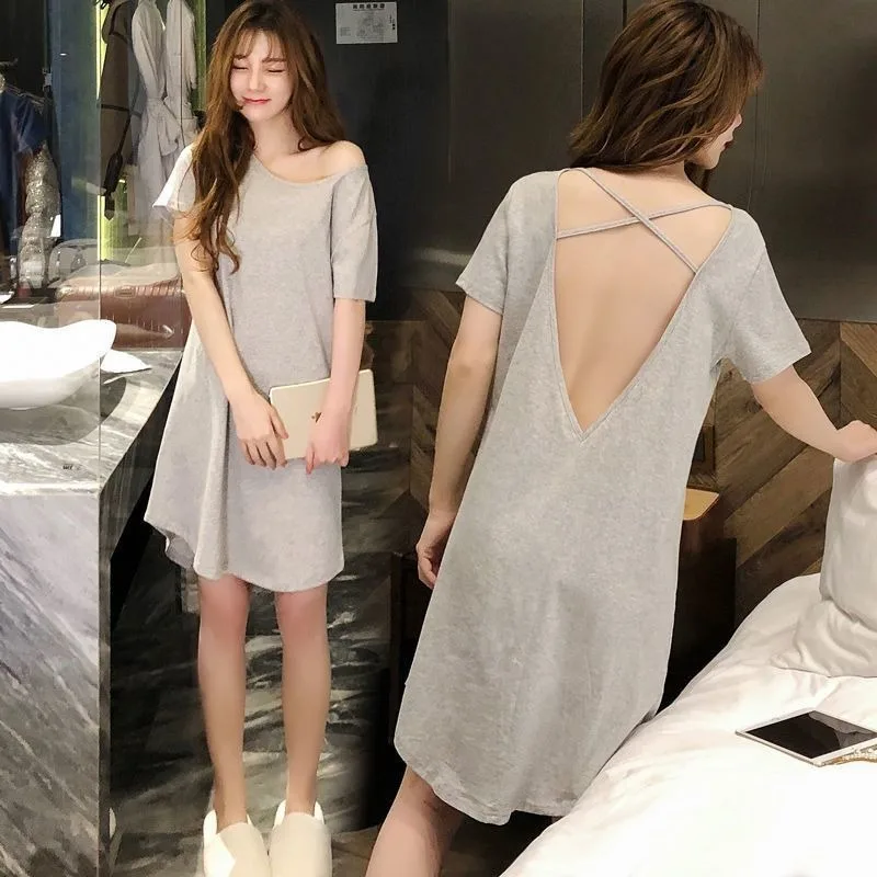 

women summertime nightdress Cartoon sweet Teenage pregnant woman loungewear loose Cross skirt Can be worn outside relaxation