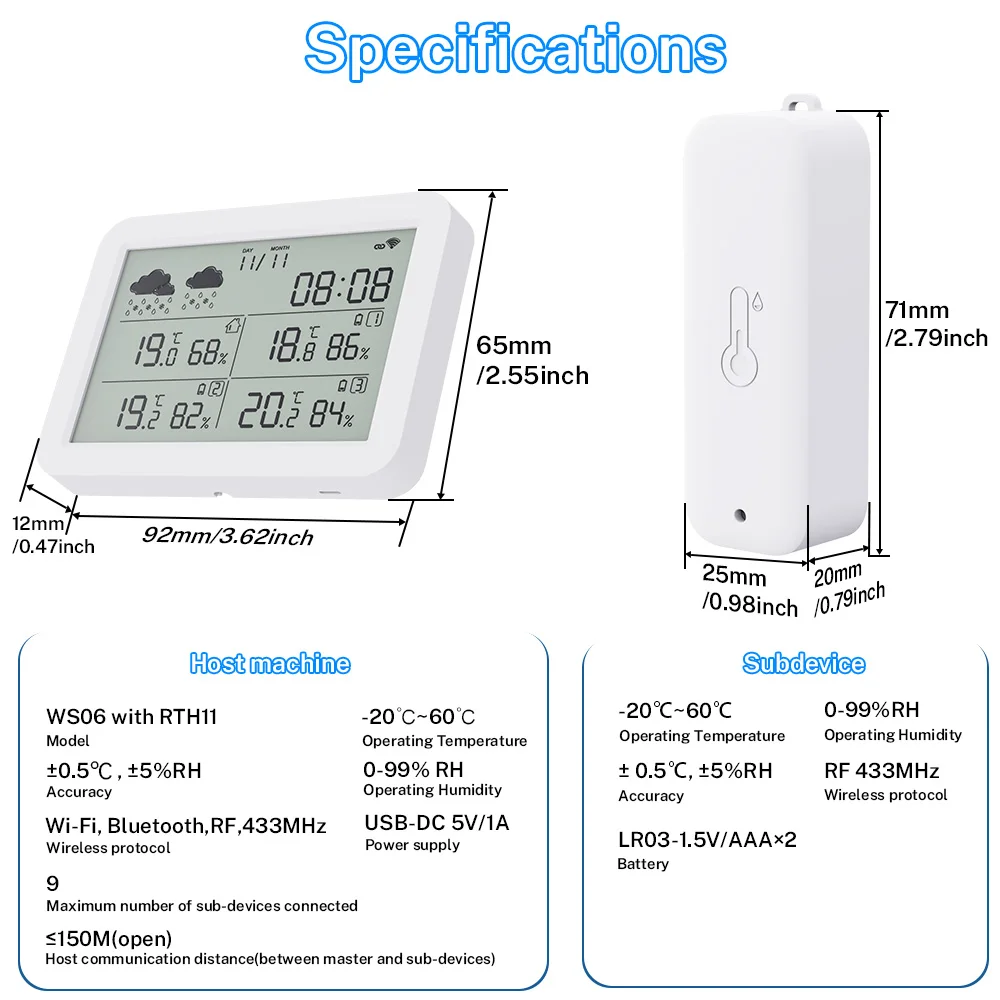 Smart WiFi Weather Station with Digital Thermometer and Hygrometer Sensors