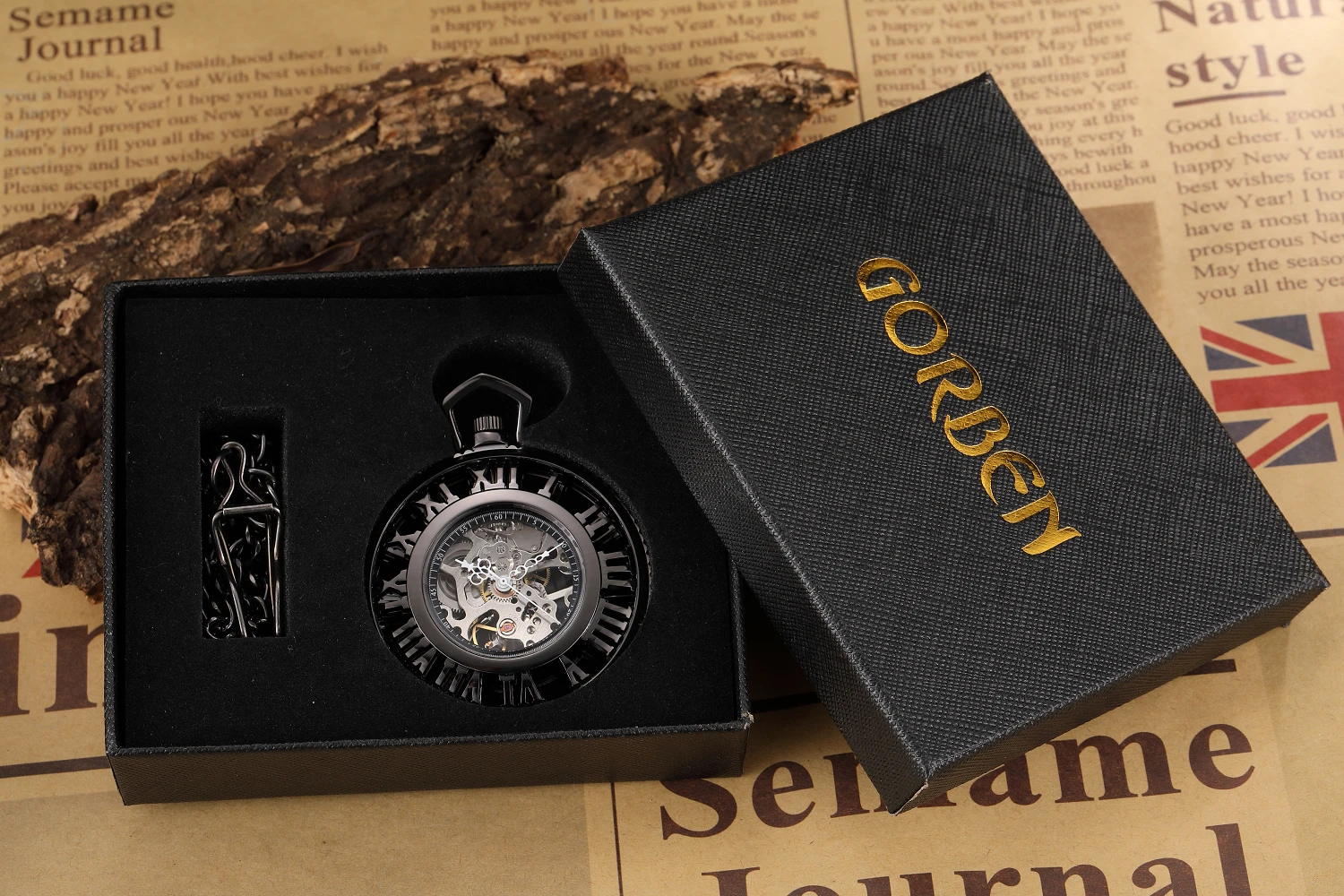 Hollow Hand-WInd Automatic Mechanical Luxury Pocket Watch Steampunk Men Watches Roman Numerals Clock With Fob Chain Reloj Hombre