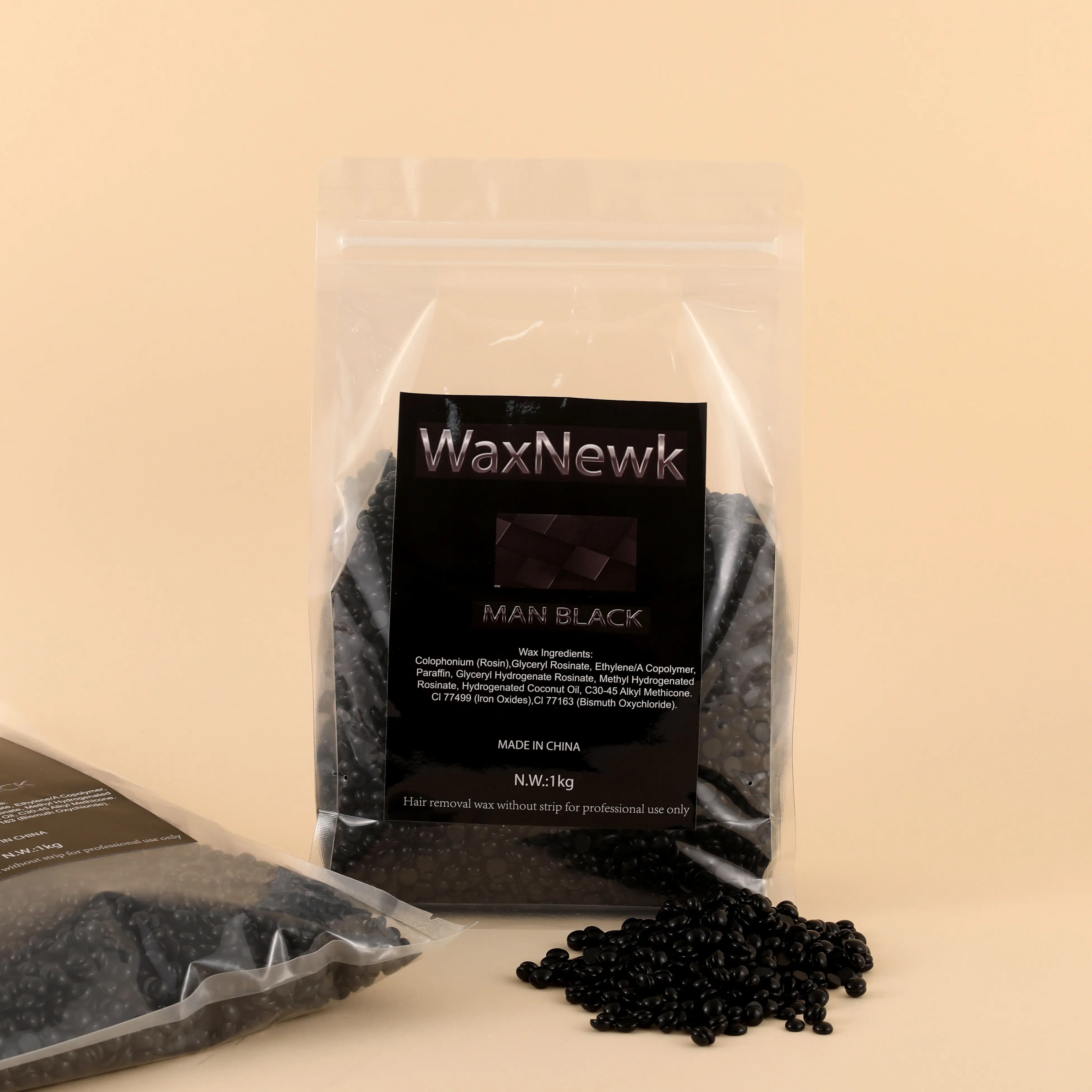WaxNewK man black wax 1kg waxing depilatory face body thick coarse painless hair removal dry fast depilatory wax beans