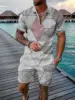 Color Gradient 2 Pcs Sets Golf Summer Fashion Mens Polo Shirts Short Sleeve + Short Pants Sets Tracksuit Casual Beach Suit 5