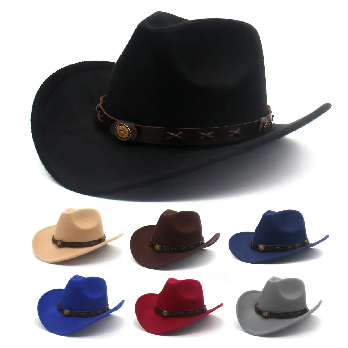 Western Retro Belt Cowboy Hat Grassland Travel Cowgirl Country Hat Classic  Jazz Women Felt Hats Vintage Wild Knight Hats For Men - AliExpress