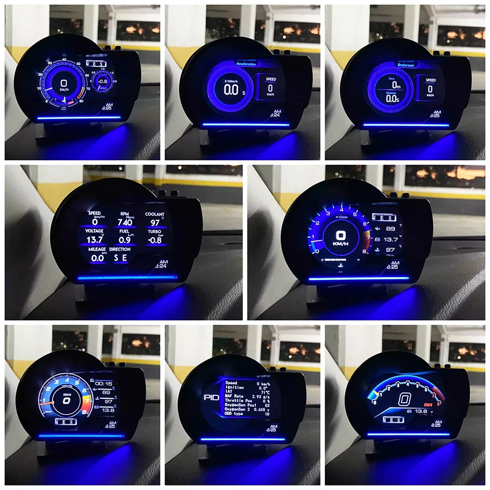 자동 계량기 HUD 터보 게이지 자동차 헤드업 디스플레이, OBD2 스마트 디지털 주행 거리계 보안 경보, 물 및 오일 온도 RPM, A501, 최신