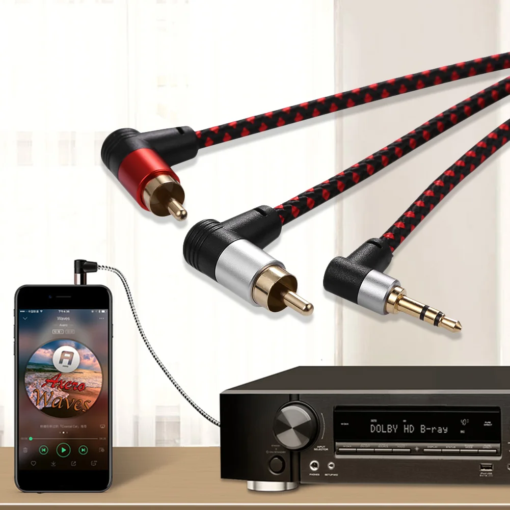 Right Angle Audio AUX Y Splitter Cable - Durable and Multi-functional
