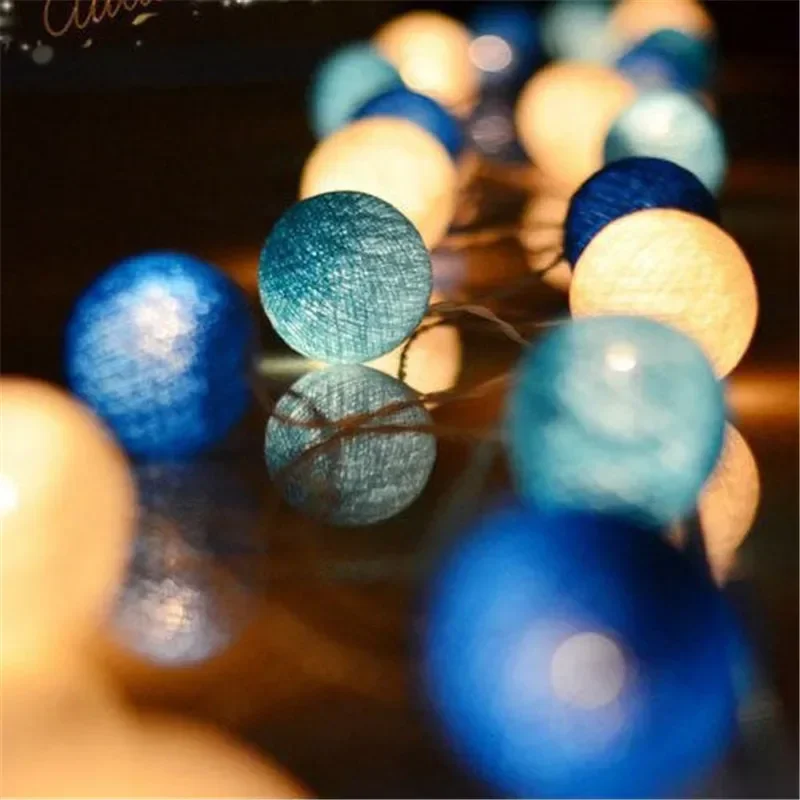 Description Picture 3 of item6CM Cotton Balls Garland LED String Lights Outdoor Christmas Tree Night Lamp Patio Home Party Holiday Bedroom Wedding Decoration