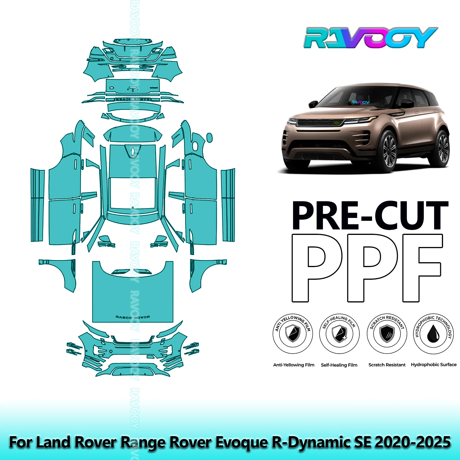 8,5-міль Повна автомобільна попередньо нарізана плівка для захисту фарби PPF для Land Rover Range Rover Evoque R-Dynamic SE 2020-2025