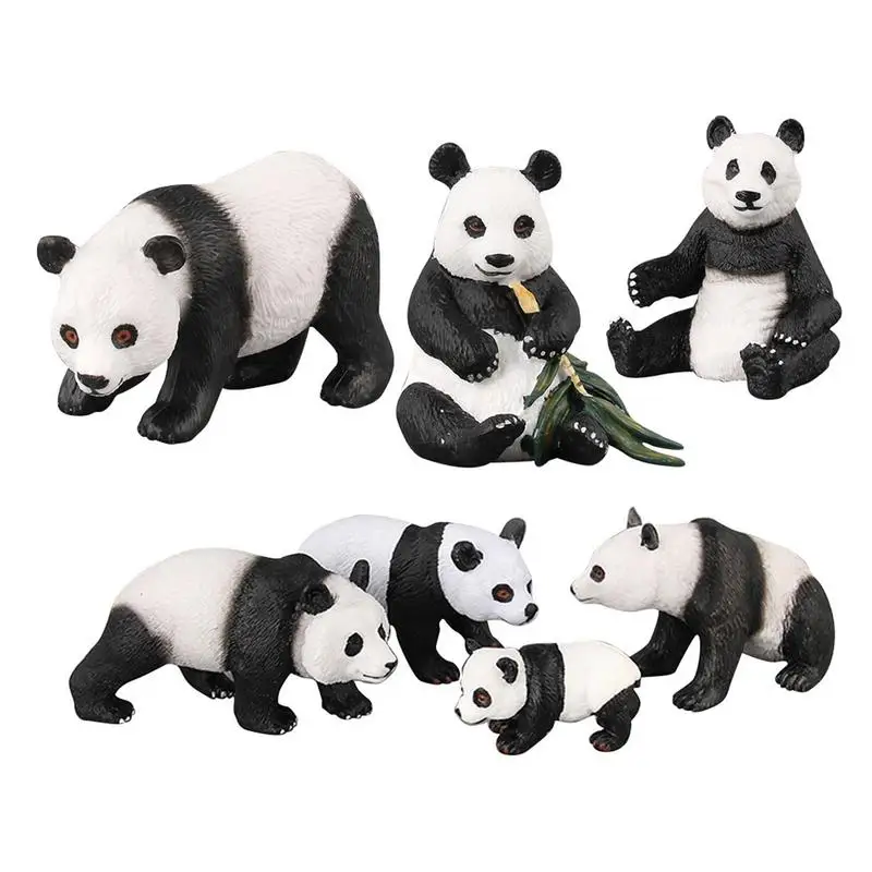 

7pcs Simulation Panda Animals Model Figurine Gift For Kids Children Collection Toys Home Desktop Decor Miniature Accessories