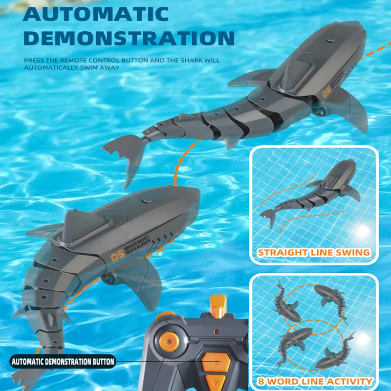 Funny RC Shark Toy Remote Control Animals Robots Bath Tub Pool Electric Toys for Kids Boys Children Cool Stuff Sharks Submarine images - 6