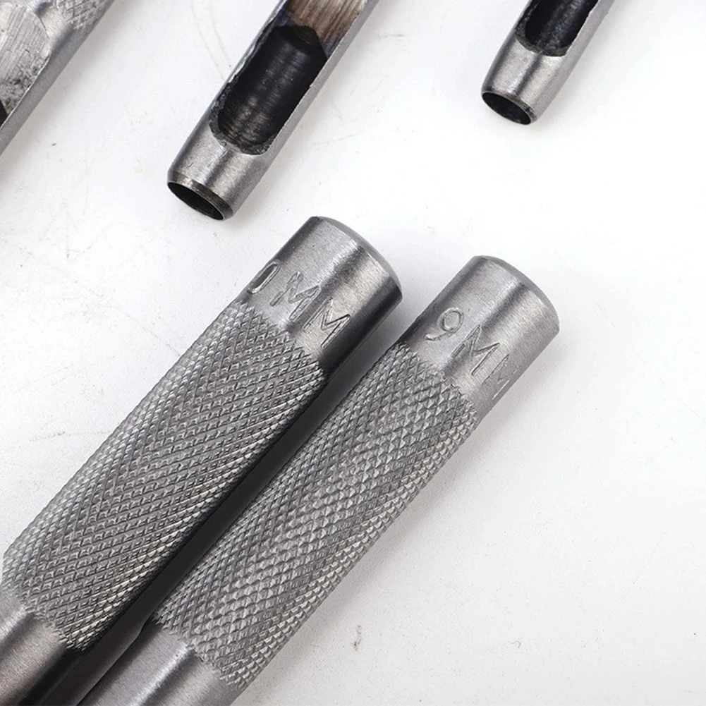 10pcs Round Hole Punches Leather Hole Punching Tools Leather Hollow Drilling Puncher Kit 1-10mm Steel Hollow Punches Cutter Set - 6
