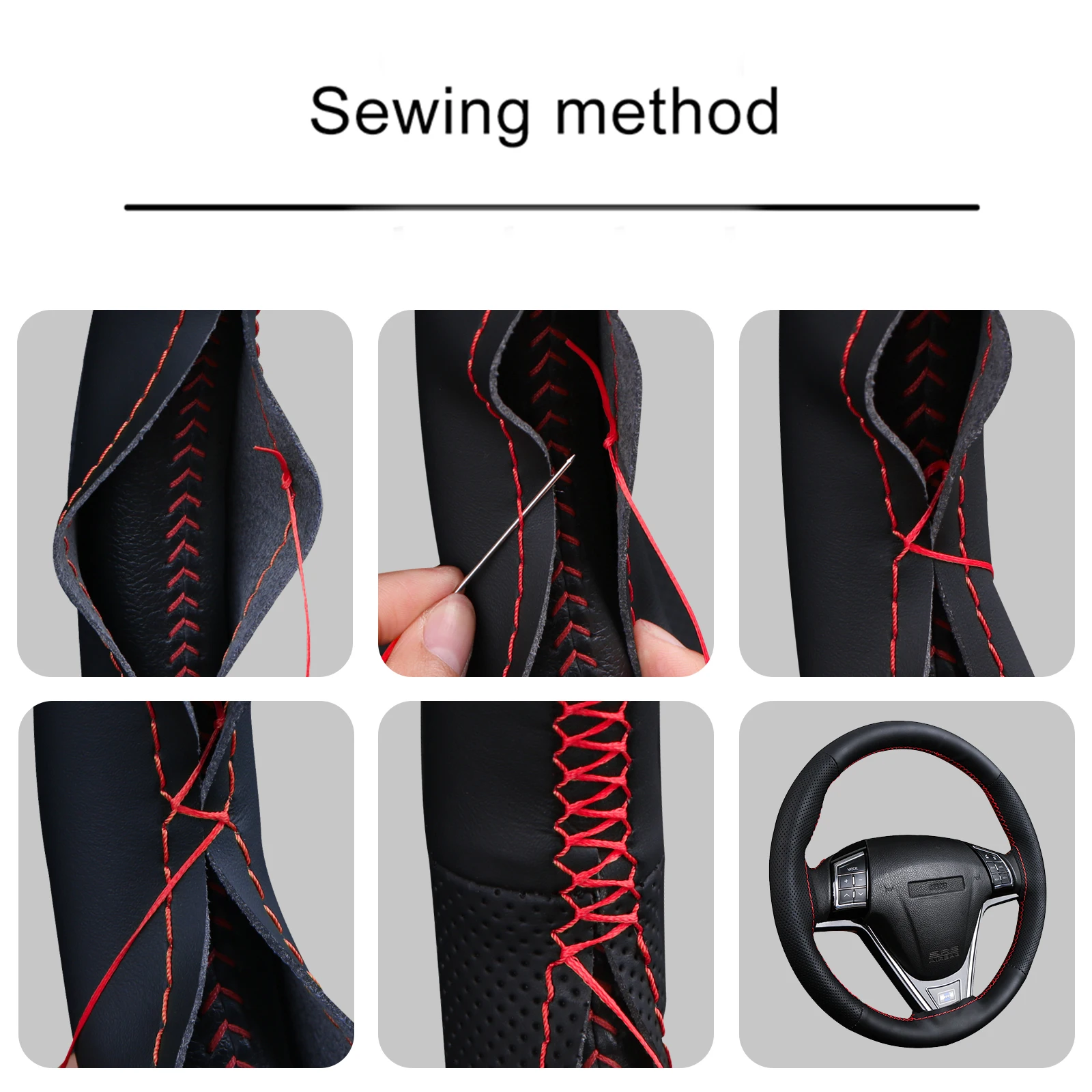 37-39cm Car steering wheel cover Perforated Microfiber Leather Breathable And Non-Slip Steering Wheel Protector