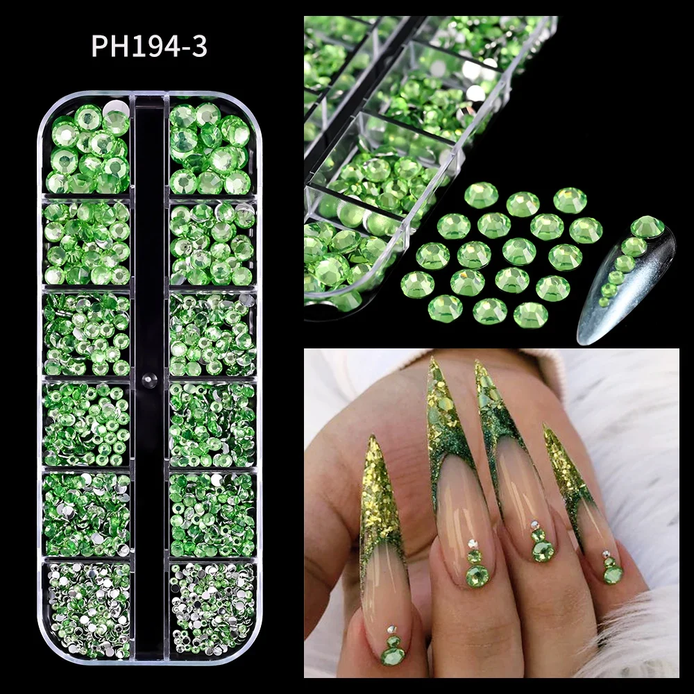 12 Grids Mixed White Pearl Nail Charms 3D Round/Semicircle Pearl Beads Nail Art Rhinestones Manicure Accessories DIY Parts Y7%6K 4