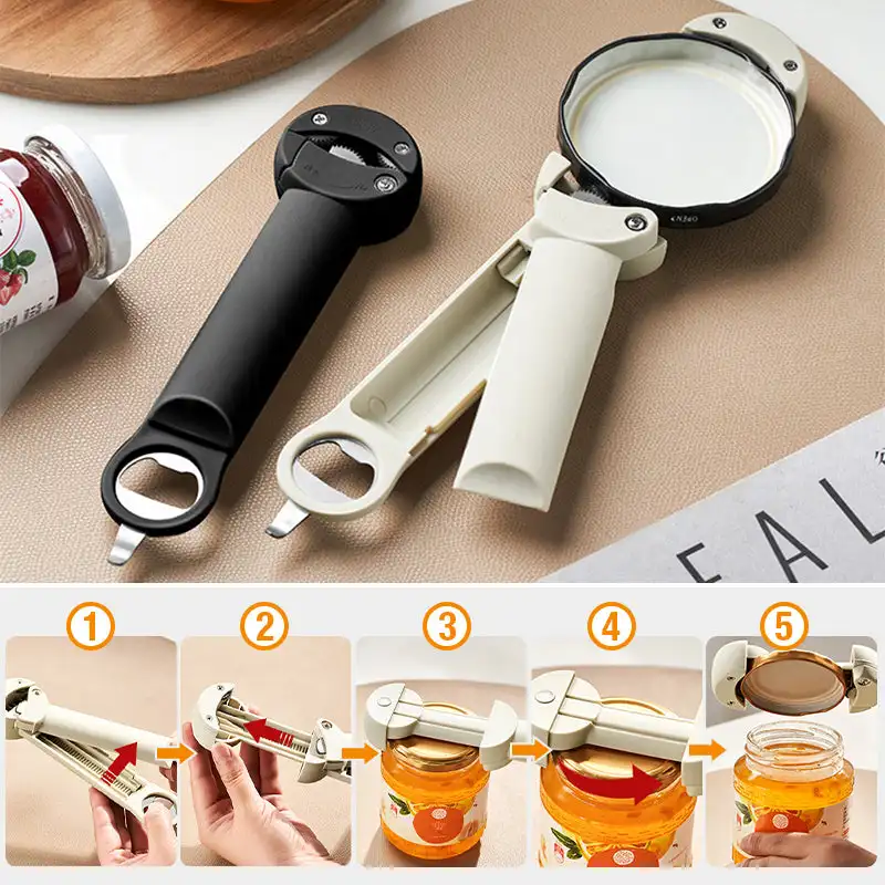 Multifunctional Retractable Bottle Opener Stainless Steel Can Opener Diam2.5-9.5cmAdjustable Lid Wine Beer Opener Kitchen Gadget_voghion.com