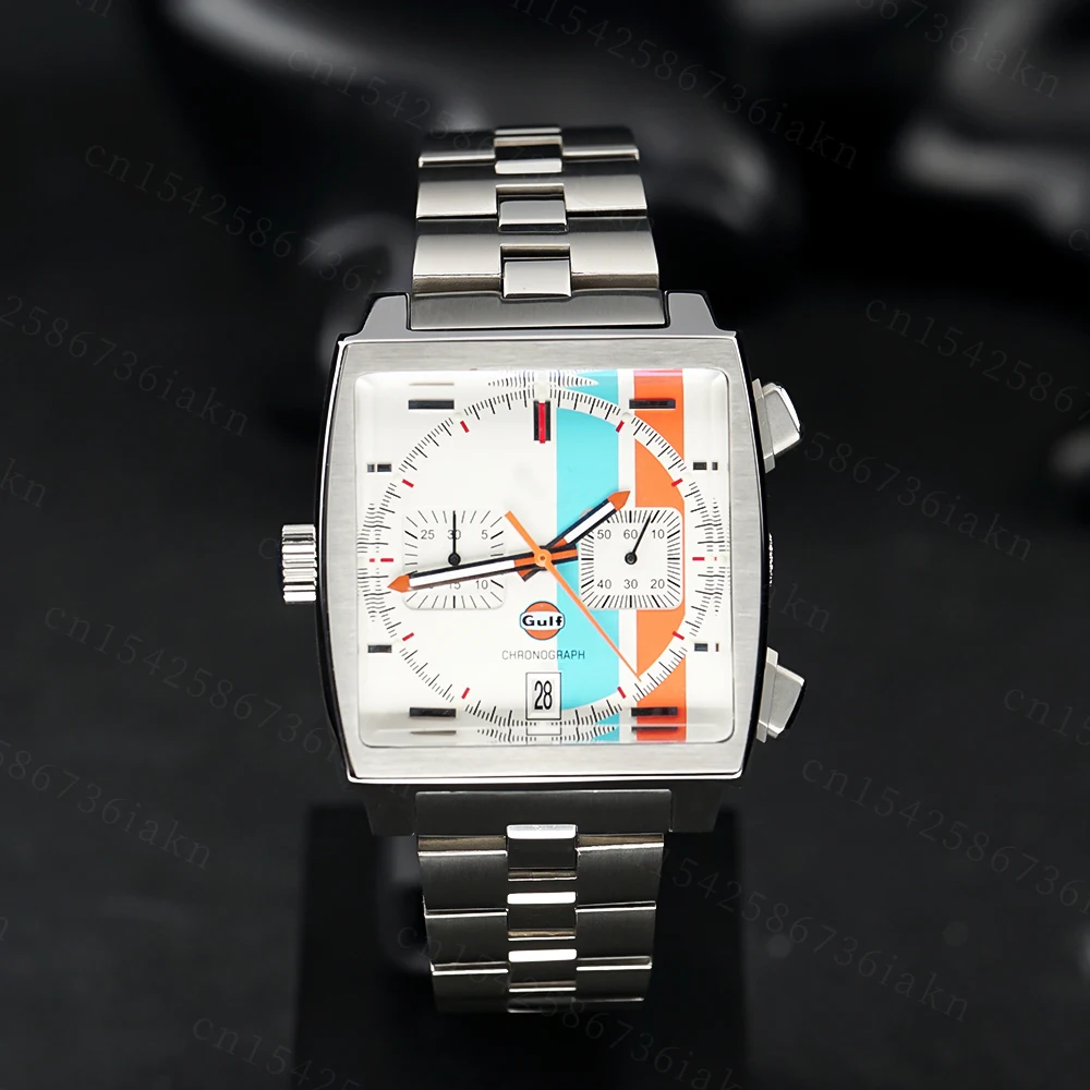 2022 Fashion New Square Color Bar 37mm Men's Leisure Sports Sapphire Mirror Stainless Steel Material Waterproof Quartz Watch