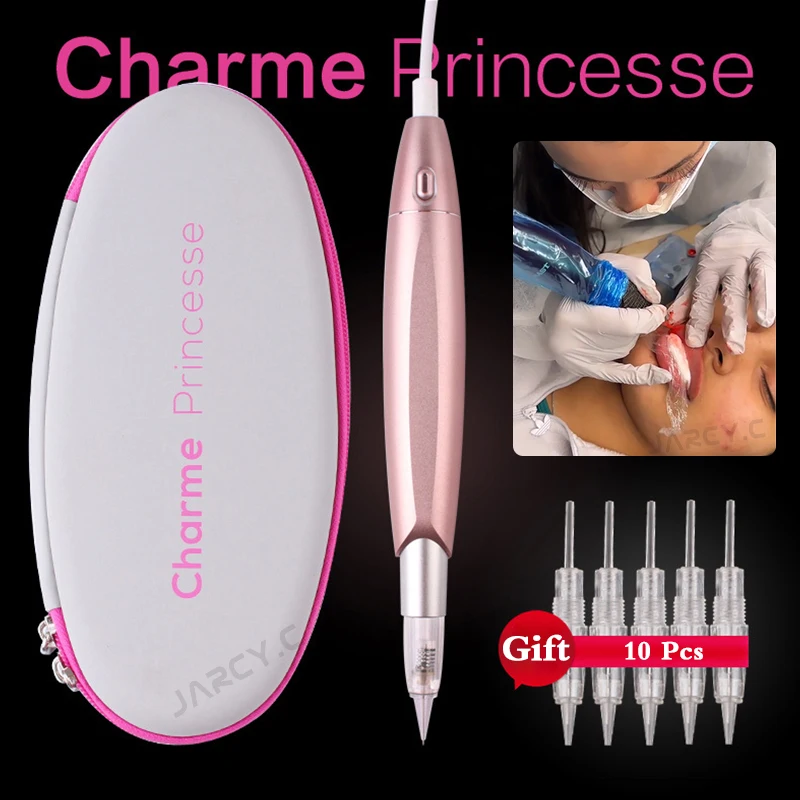 Tattoo Pen Dermografo Charme Princess Tattoo Pen Machine Dermografo Universa Semi Permanent Makeup Pen For Eyebrow Lip Eyeliner With Needle