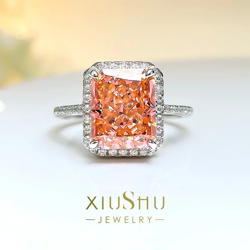 100% 925 Silver Ring Female Pink Diamond Imported High Carbon Diamond Luxury Wedding Jewelry Wholesale