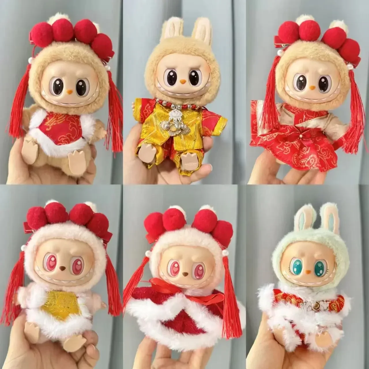 17cm Labubu V1/V2 Chinese Style New Year Outfit for Plush