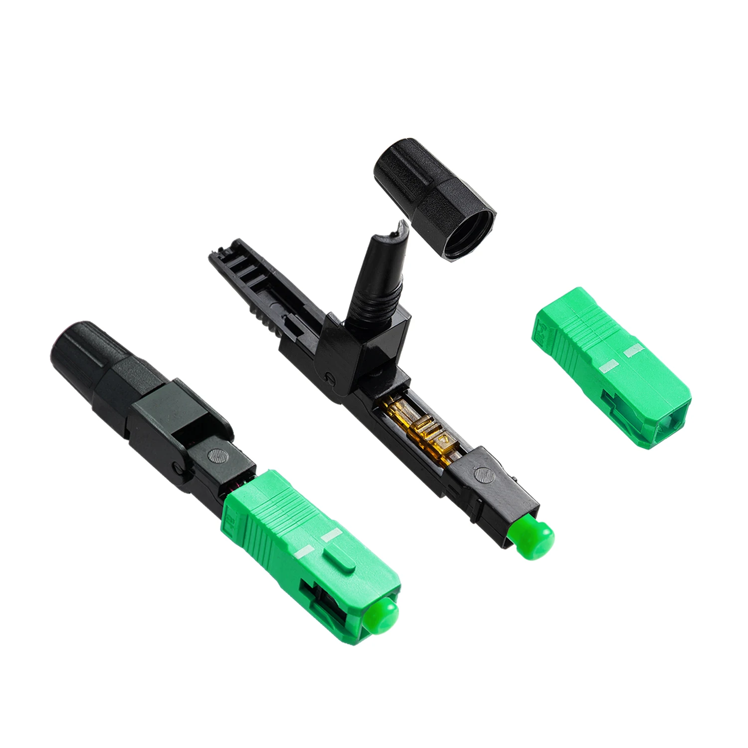 SC APC Fiber Optic Fast Cold Connector Single Mode Optical Adapter Quick Field Assembly Plug FTTH Tool 10Pcs Fiber Optic Adapter
