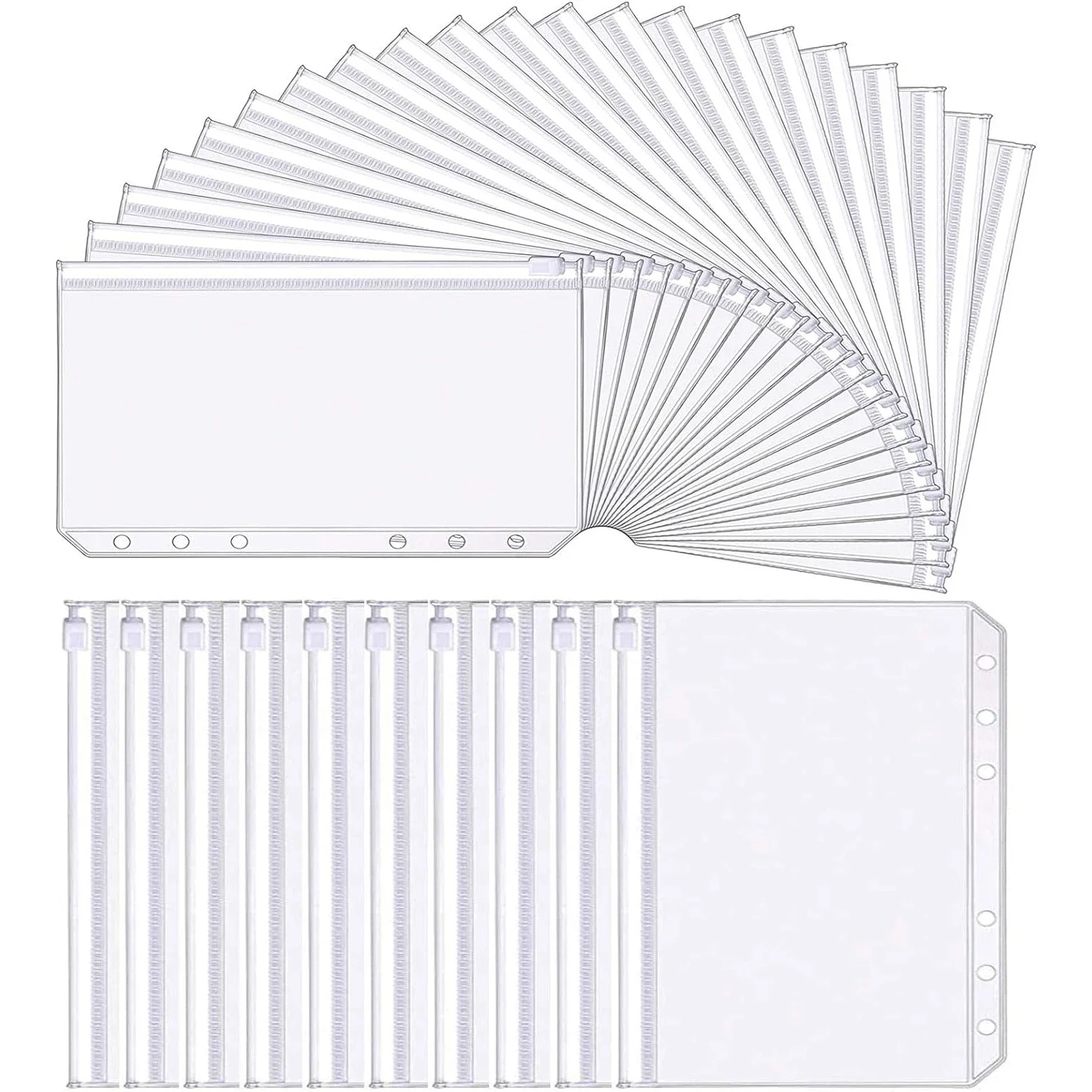 

PVC Cash Budget Envelopes Loose Leaf Bag 6-Hole Zipper Binder Pockets Waterproof For Binder Notebook Planner for A6