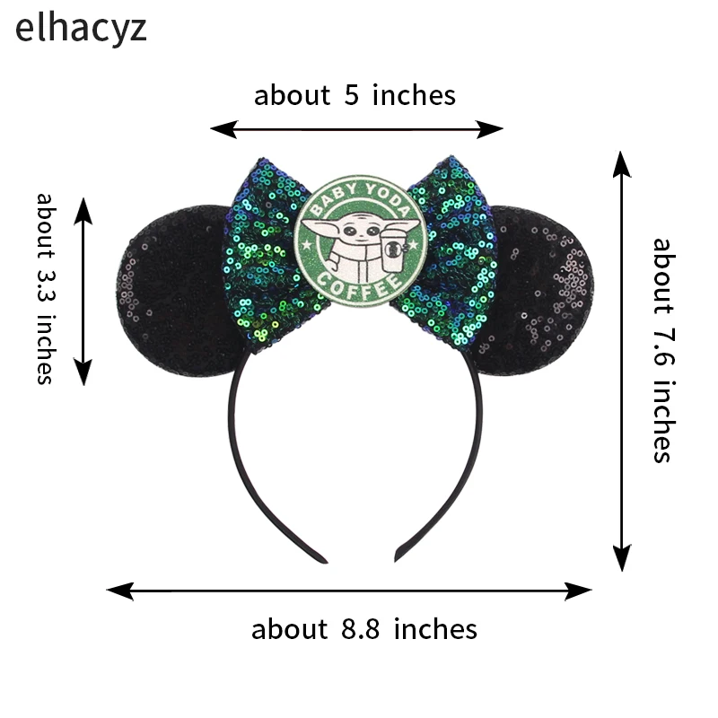 10Pcs Chic Star Fantasy Inspired Mouse Ears Headband Sequin Bow Hairband Kids Cosplay Women Festival Hair Accessories Wholesale