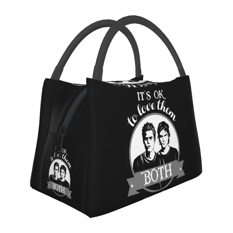 

Custom The Vampire Diaries Damon Salvatore Lunch Bags Women Cooler Warm Insulated Lunch Boxes for Office Travel