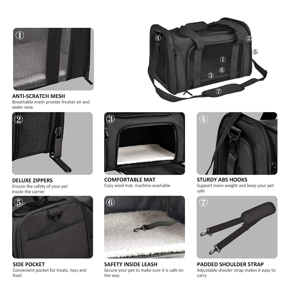Large Cat Carriers Dog Carrier Pet for Small Medium Cats Dogs Collapsible Travel