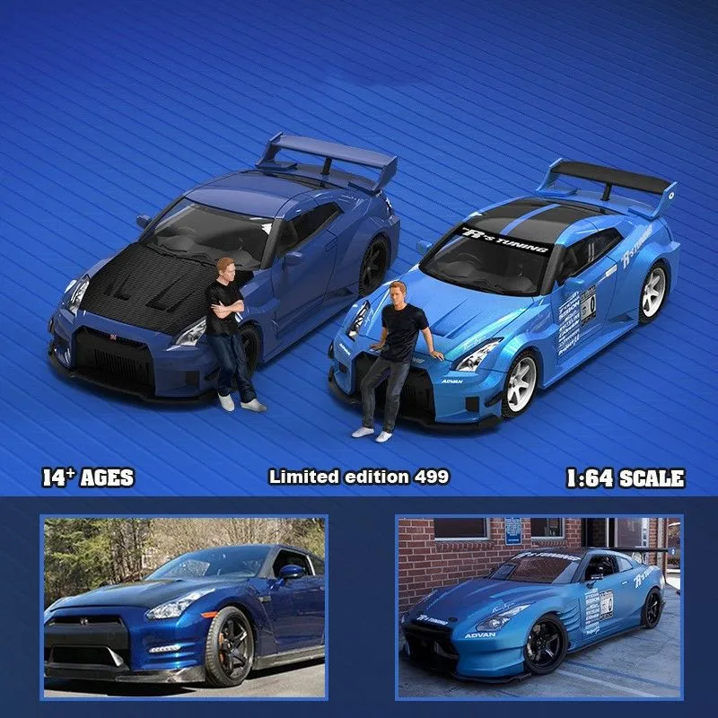 TIME MICRO Mini-Station1/64 Niss-an GTR R35 3.0 Fast and Furious Alloy Car Simulation Model Ornament/Alloy car model limited