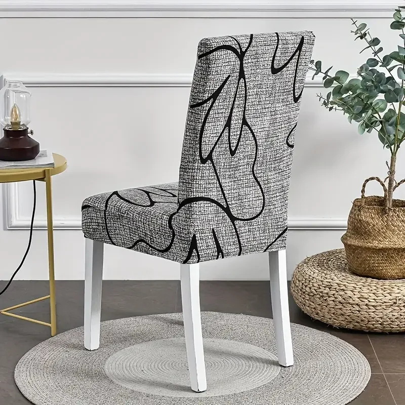1/2/4/6pcs Dining Chair Cover Print Elastic Chair Slipcover Case 1/2/4/6Pcs Stretch Chair Covers for Wedding Hotel Banquet 6