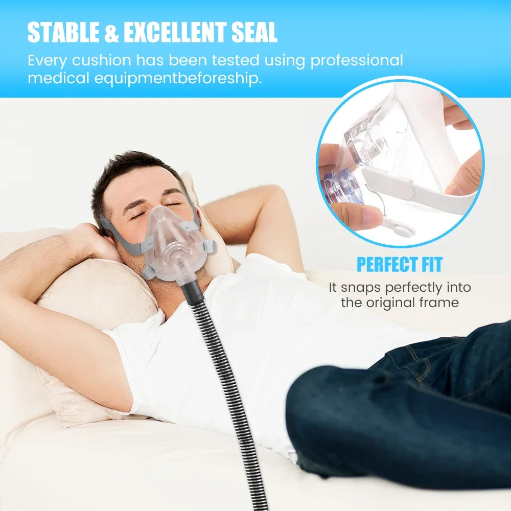 CPAP Full Face Mask Replacement - 1/2 Pack, Nose and Mouth Coverage, Sleep Apnea Relief