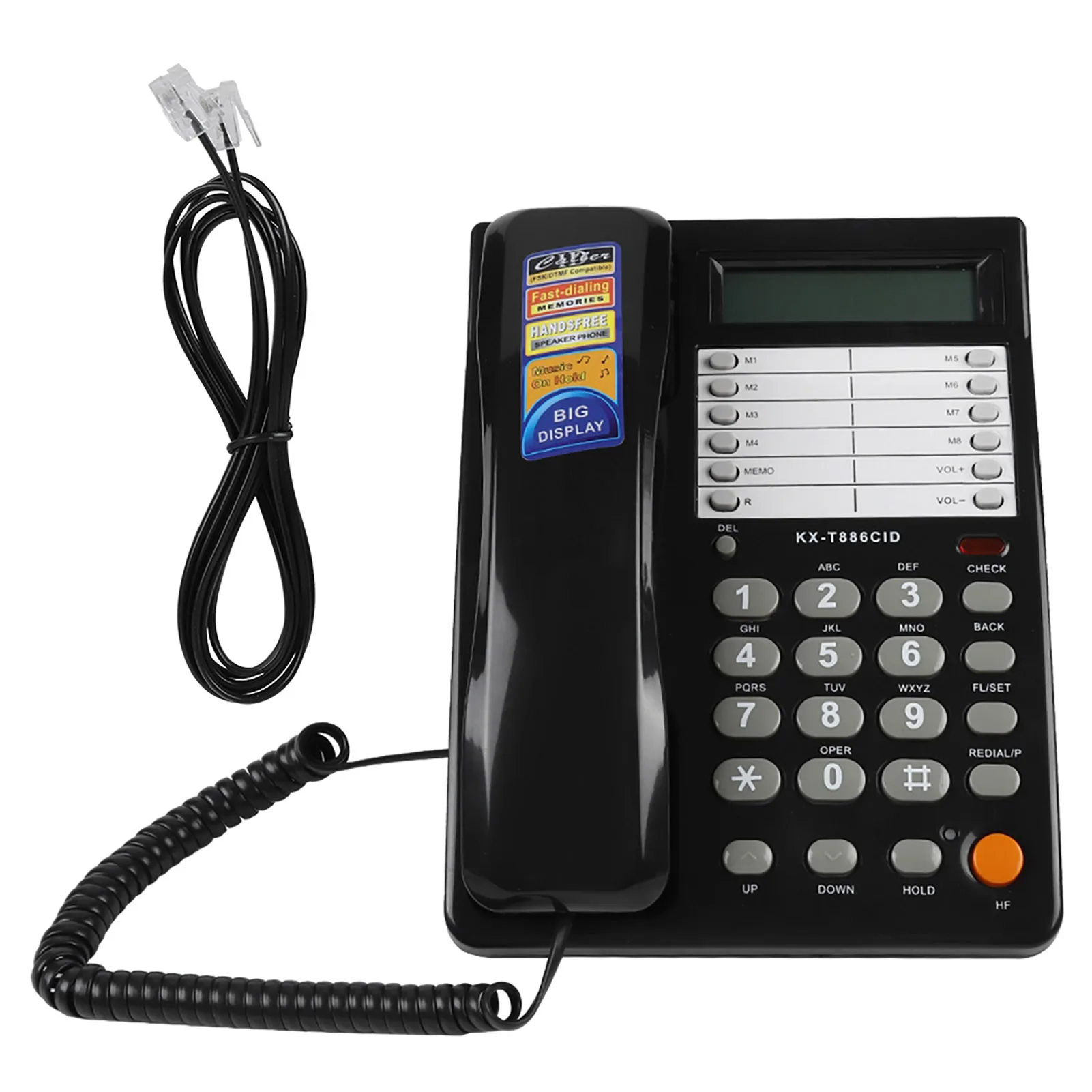 S54deb8a3c75e4e6b84a6735c068ceea0S Home Hotel Wired Corded Desktop Wall Phone Office Landline Telephone Black DTMF/FSK Clear Call Easy Operation for Communication