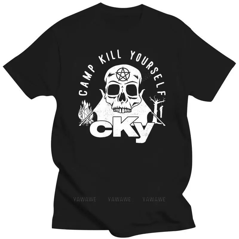 

New black short sleeve men top CKY camp kill yourself Premium cotton T-Shirt tees rock band Bam Margera unisex tee-shirt