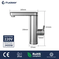 Fudeer 3400W 220V électrique cuisine chauffe-eau robinet instantané chaud en acier inoxydable robinet d'eau chauffage froid robinet 6