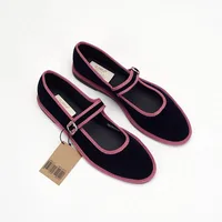 Retro Woman Shoes  Modis Mixed Colors Round Toe Casual Female Sneakers Shallow Mouth Flats 2025 Dress Fabric Mary Janes Striped 1