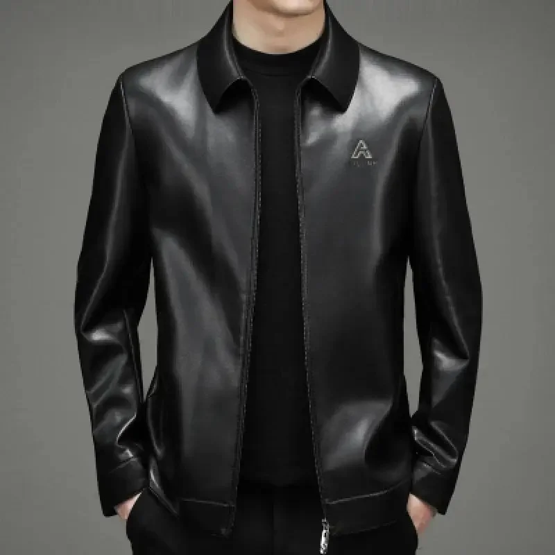 

Man's Clothing Autumn New Oversize Coat Korean Trend Loose Casual Pu Leather Jacket Male Zipper Lapel Clothes M-5Xl Brand