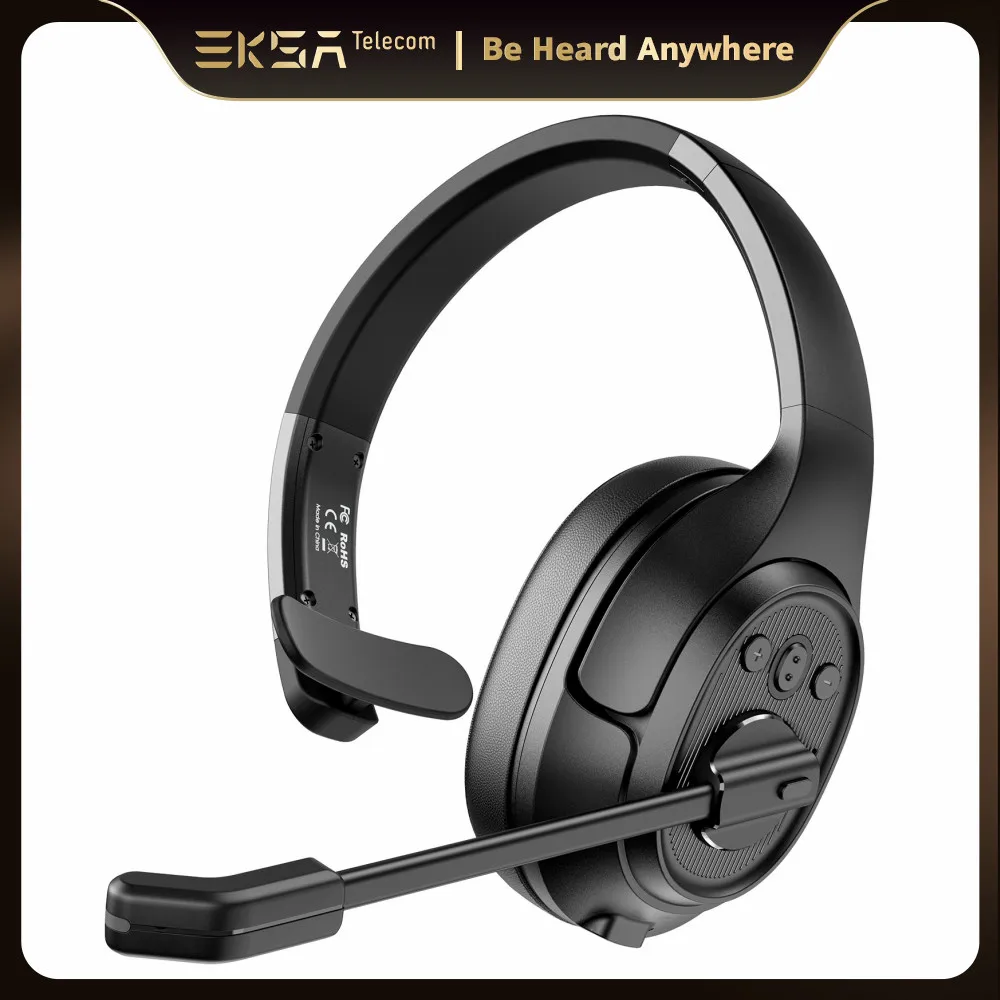 EKSA-H1 블루투스 5.0 헤드셋 무선 헤드폰 (마이크 포함), Ai ENC, 소음 차단, 오피스 이어폰, 드라이버 콜센터 스카이프용