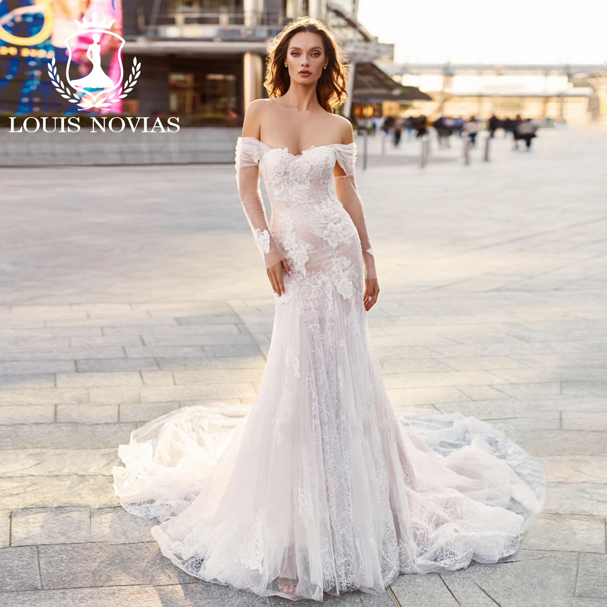 

LOUIS NOVIAS Wedding Dress Mermaid Style Off the Shoulder 2023 Sweetheart Appliques Lace Trumpet Wedding Gown Vestidos De Novia