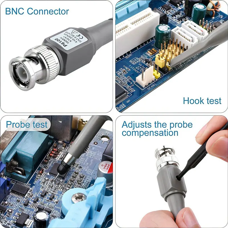 P6100 BNC Oscilloscope Probe Kit 100MHz 1X 10X Mayitr High Precision Scope Analyzer Alligator Clip Probes Test Leads 1pcs/2pcs
