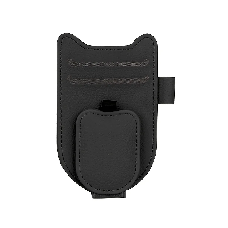 Cat Ear Microfiber Leather Sun Visor Organizer Multi-Functional Car Accessory Compact Space-Saving Holder for Glasses Cards Pens