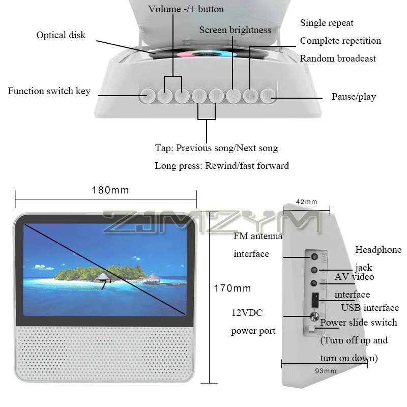 7-Inch DVD Player VCD Portable Player Bluetooth USB Drive Players Discdream Dvd With High Definition Screen 플레이어