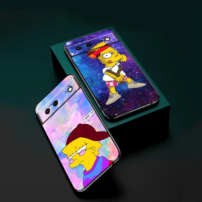Anime Family The Simpsons For Google Pixel 8 7A 7 6A 6 5A 5 4 4A XL 5G Black Silicon Shockproof Shell Phone Case - Image 2